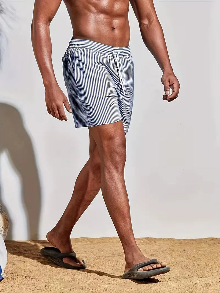 Zwemshorts Heren Gestreept Regular Fit Zomer Strand